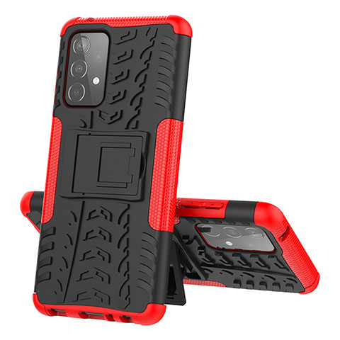 Coque Contour Silicone et Plastique Housse Etui Mat avec Support J01X pour Samsung Galaxy A52s 5G Rouge