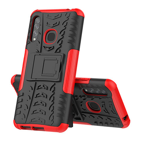 Coque Contour Silicone et Plastique Housse Etui Mat avec Support J01X pour Samsung Galaxy A70E Rouge