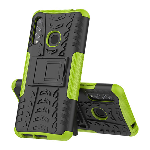 Coque Contour Silicone et Plastique Housse Etui Mat avec Support J01X pour Samsung Galaxy A70E Vert