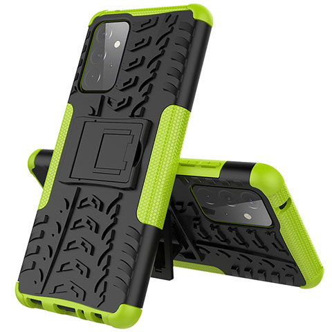 Coque Contour Silicone et Plastique Housse Etui Mat avec Support J01X pour Samsung Galaxy A72 4G Vert