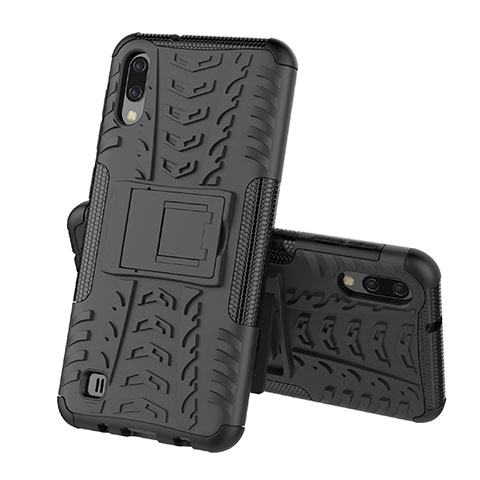 Coque Contour Silicone et Plastique Housse Etui Mat avec Support J01X pour Samsung Galaxy M10 Noir