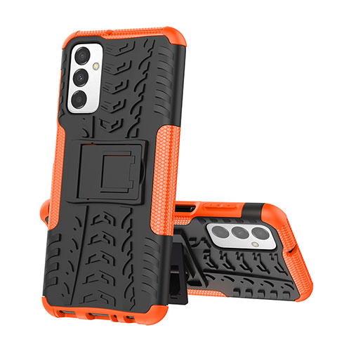 Coque Contour Silicone et Plastique Housse Etui Mat avec Support J01X pour Samsung Galaxy M23 5G Orange