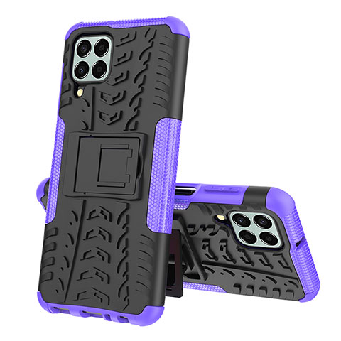 Coque Contour Silicone et Plastique Housse Etui Mat avec Support J01X pour Samsung Galaxy M33 5G Violet