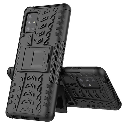 Coque Contour Silicone et Plastique Housse Etui Mat avec Support J01X pour Samsung Galaxy M40S Noir