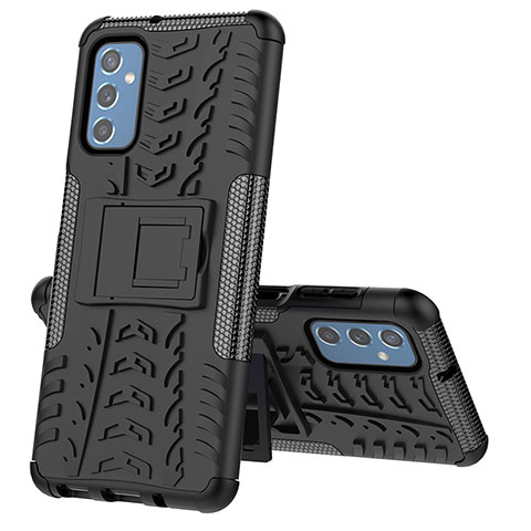 Coque Contour Silicone et Plastique Housse Etui Mat avec Support J01X pour Samsung Galaxy M52 5G Noir