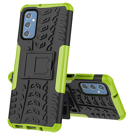 Coque Contour Silicone et Plastique Housse Etui Mat avec Support J01X pour Samsung Galaxy M52 5G Vert