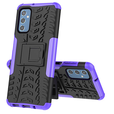 Coque Contour Silicone et Plastique Housse Etui Mat avec Support J01X pour Samsung Galaxy M52 5G Violet