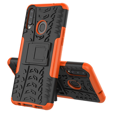 Coque Contour Silicone et Plastique Housse Etui Mat avec Support J02X pour Samsung Galaxy A20s Orange