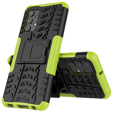 Coque Contour Silicone et Plastique Housse Etui Mat avec Support JX01 pour Samsung Galaxy A32 4G Vert