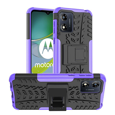 Coque Contour Silicone et Plastique Housse Etui Mat avec Support JX1 pour Motorola Moto E13 Violet