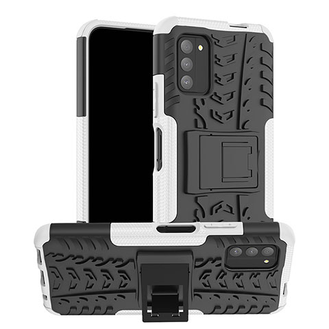 Coque Contour Silicone et Plastique Housse Etui Mat avec Support JX1 pour Nokia G100 Argent