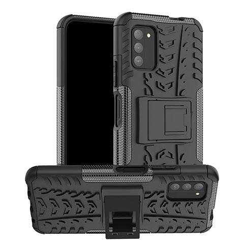 Coque Contour Silicone et Plastique Housse Etui Mat avec Support JX1 pour Nokia G100 Noir