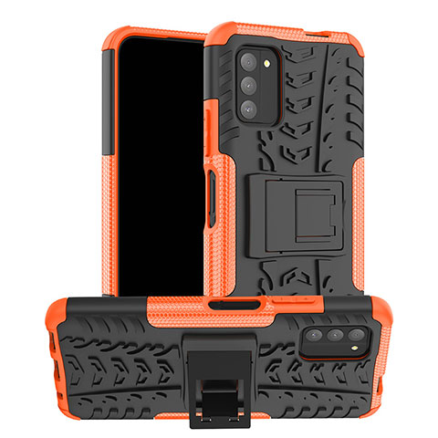 Coque Contour Silicone et Plastique Housse Etui Mat avec Support JX1 pour Nokia G100 Orange