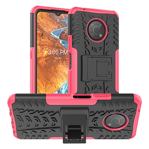 Coque Contour Silicone et Plastique Housse Etui Mat avec Support JX1 pour Nokia G300 5G Rose Rouge