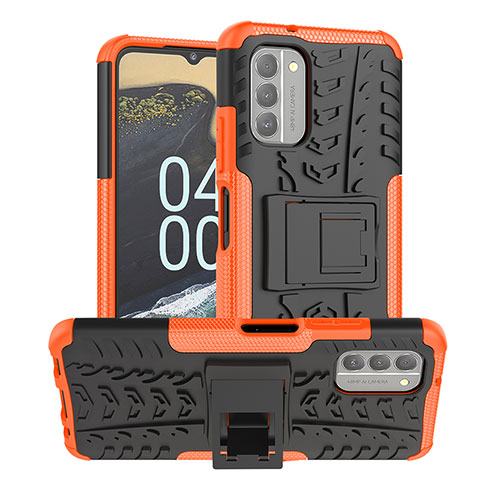 Coque Contour Silicone et Plastique Housse Etui Mat avec Support JX1 pour Nokia G400 5G Orange