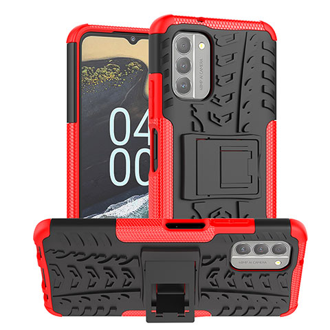 Coque Contour Silicone et Plastique Housse Etui Mat avec Support JX1 pour Nokia G400 5G Rouge