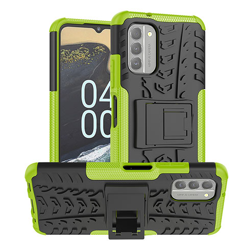 Coque Contour Silicone et Plastique Housse Etui Mat avec Support JX1 pour Nokia G400 5G Vert