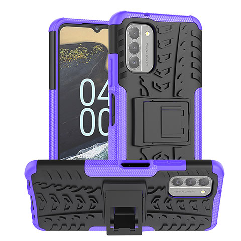 Coque Contour Silicone et Plastique Housse Etui Mat avec Support JX1 pour Nokia G400 5G Violet