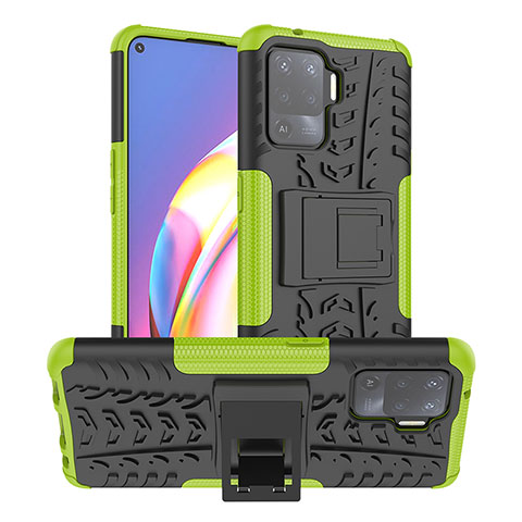 Coque Contour Silicone et Plastique Housse Etui Mat avec Support JX1 pour Oppo F19 Pro Vert