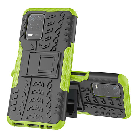 Coque Contour Silicone et Plastique Housse Etui Mat avec Support JX1 pour Realme 8s 5G Vert