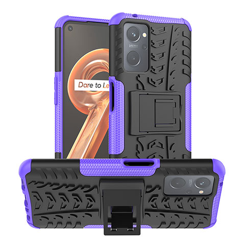 Coque Contour Silicone et Plastique Housse Etui Mat avec Support JX1 pour Realme 9i 4G Violet