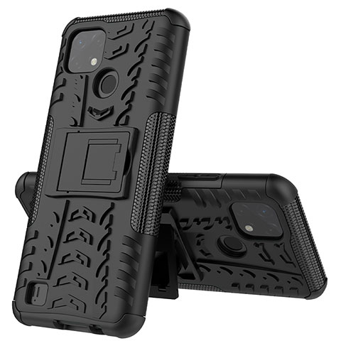 Coque Contour Silicone et Plastique Housse Etui Mat avec Support JX1 pour Realme C11 (2021) Noir