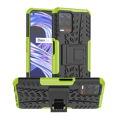 Coque Contour Silicone et Plastique Housse Etui Mat avec Support JX1 pour Realme Narzo 50 4G Vert