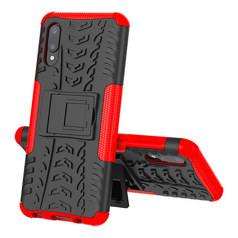 Coque Contour Silicone et Plastique Housse Etui Mat avec Support JX1 pour Samsung Galaxy A02 Rouge