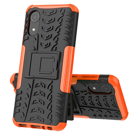 Coque Contour Silicone et Plastique Housse Etui Mat avec Support JX1 pour Samsung Galaxy A03 Core Orange