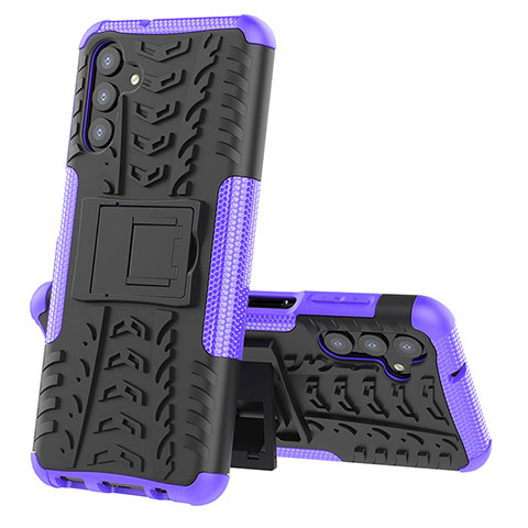 Coque Contour Silicone et Plastique Housse Etui Mat avec Support JX1 pour Samsung Galaxy A04s Violet