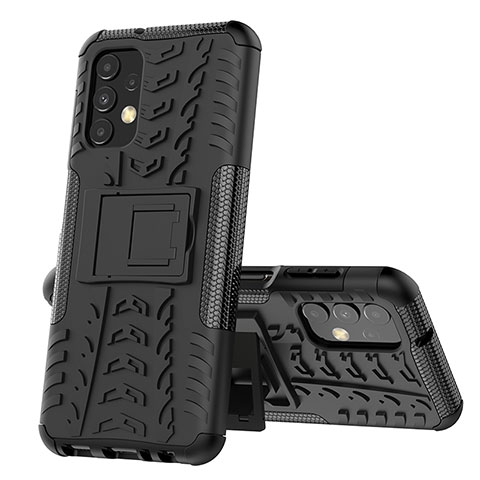 Coque Contour Silicone et Plastique Housse Etui Mat avec Support JX1 pour Samsung Galaxy A13 4G Noir