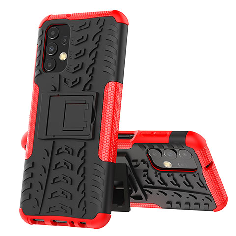 Coque Contour Silicone et Plastique Housse Etui Mat avec Support JX1 pour Samsung Galaxy A13 4G Rouge