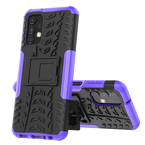 Coque Contour Silicone et Plastique Housse Etui Mat avec Support JX1 pour Samsung Galaxy A13 4G Violet