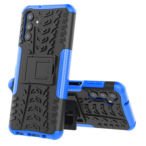 Coque Contour Silicone et Plastique Housse Etui Mat avec Support JX1 pour Samsung Galaxy A13 5G Bleu