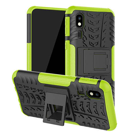 Coque Contour Silicone et Plastique Housse Etui Mat avec Support JX1 pour Samsung Galaxy A2 Core A260F A260G Vert