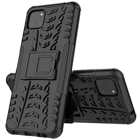 Coque Contour Silicone et Plastique Housse Etui Mat avec Support JX1 pour Samsung Galaxy A22 5G Noir