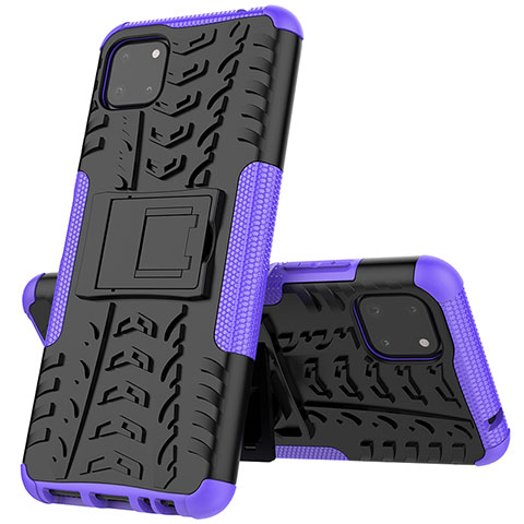 Coque Contour Silicone et Plastique Housse Etui Mat avec Support JX1 pour Samsung Galaxy A22 5G Violet