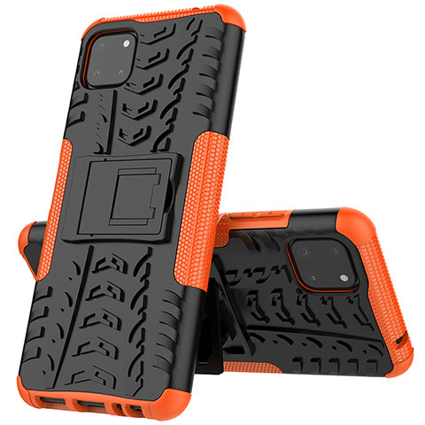 Coque Contour Silicone et Plastique Housse Etui Mat avec Support JX1 pour Samsung Galaxy A22s 5G Orange