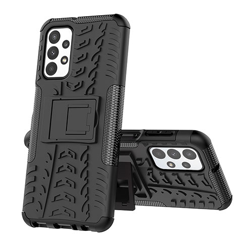 Coque Contour Silicone et Plastique Housse Etui Mat avec Support JX1 pour Samsung Galaxy A23 4G Noir