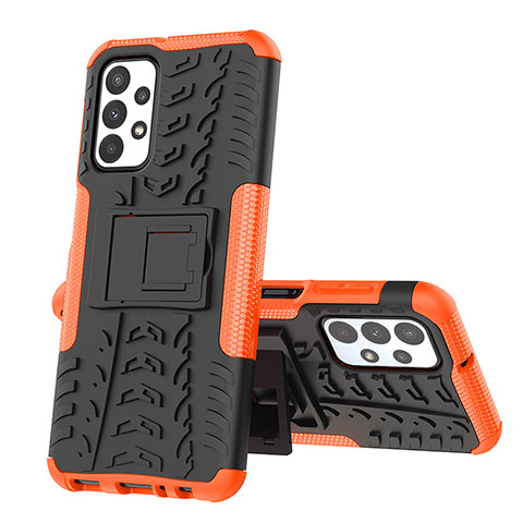 Coque Contour Silicone et Plastique Housse Etui Mat avec Support JX1 pour Samsung Galaxy A23 4G Orange