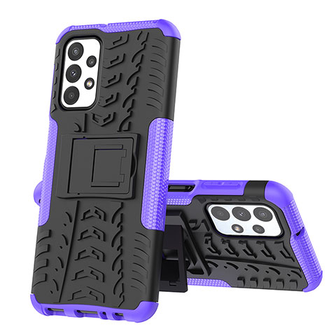 Coque Contour Silicone et Plastique Housse Etui Mat avec Support JX1 pour Samsung Galaxy A23 5G Violet