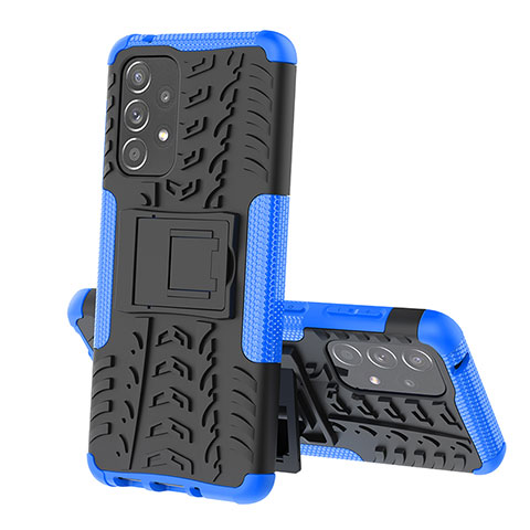 Coque Contour Silicone et Plastique Housse Etui Mat avec Support JX1 pour Samsung Galaxy A33 5G Bleu