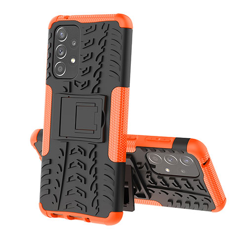 Coque Contour Silicone et Plastique Housse Etui Mat avec Support JX1 pour Samsung Galaxy A33 5G Orange