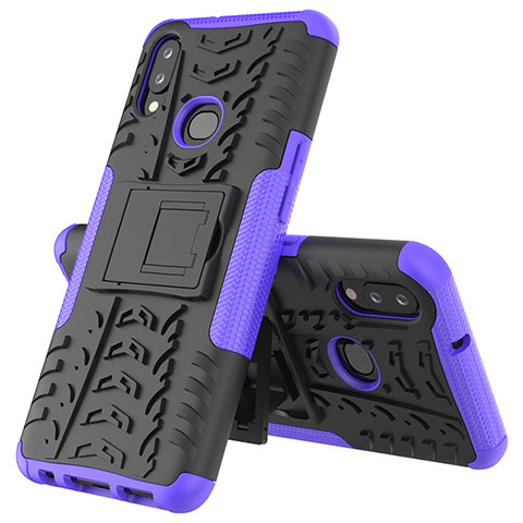 Coque Contour Silicone et Plastique Housse Etui Mat avec Support JX1 pour Samsung Galaxy M01s Violet