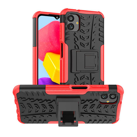 Coque Contour Silicone et Plastique Housse Etui Mat avec Support JX1 pour Samsung Galaxy M13 5G Rouge