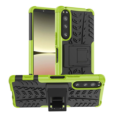 Coque Contour Silicone et Plastique Housse Etui Mat avec Support JX1 pour Sony Xperia 5 IV Vert