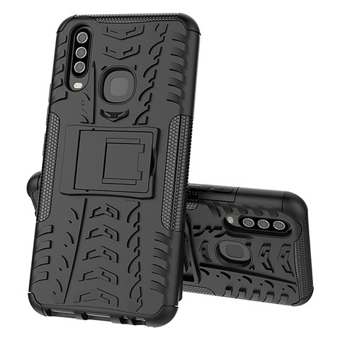 Coque Contour Silicone et Plastique Housse Etui Mat avec Support JX1 pour Vivo Y11 Noir