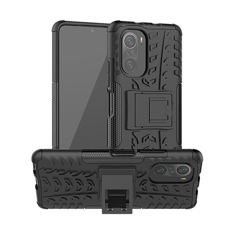 Coque Contour Silicone et Plastique Housse Etui Mat avec Support JX1 pour Xiaomi Mi 11X 5G Noir