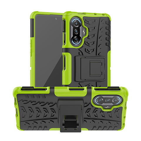 Coque Contour Silicone et Plastique Housse Etui Mat avec Support JX1 pour Xiaomi Poco F3 GT 5G Vert