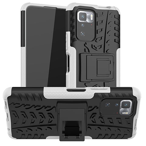 Coque Contour Silicone et Plastique Housse Etui Mat avec Support JX1 pour Xiaomi Poco X3 GT 5G Argent